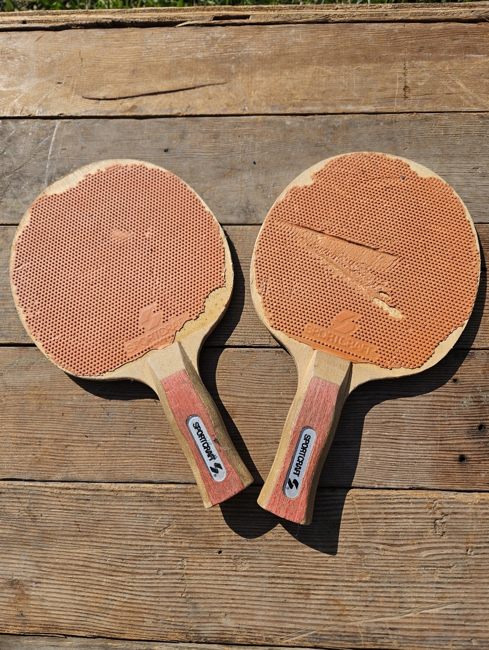 Lot Of 2 Vintage Wooden Sportcraft Table Tennis Ping Pong Rackets